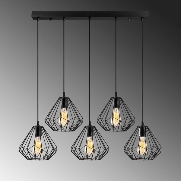 Melna piekaramā lampa ar metāla abažūru Diamond – Opviq lights-image-3
