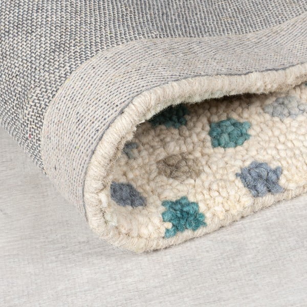 Zils/bēšs ar rokām darināts vilnas paklājs 120x170 cm Eloise Patchwork – Flair Rugs-image-3