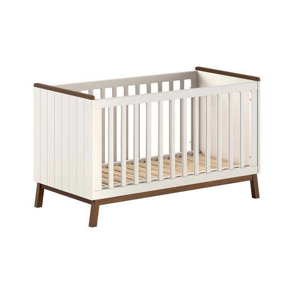 Bēša priedes masīvkoka bērnu gultiņa ar noņemamu sānu/ar regulējamu augstumu 70x140 cm Sezane – Vipack