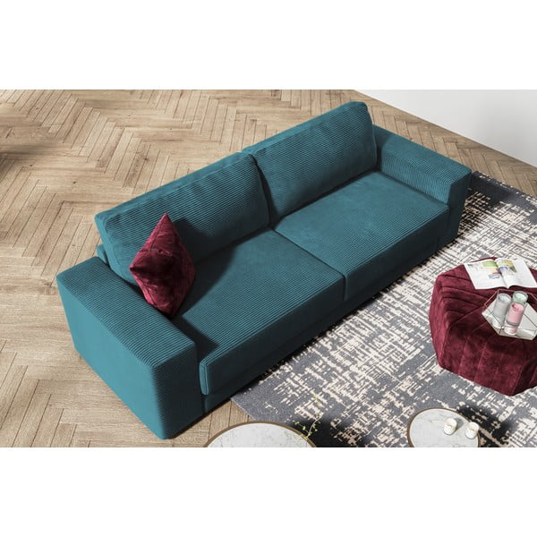 Tirkīzzils velveta salokāms dīvāns 250 cm Donatella – Milo Casa-image-1