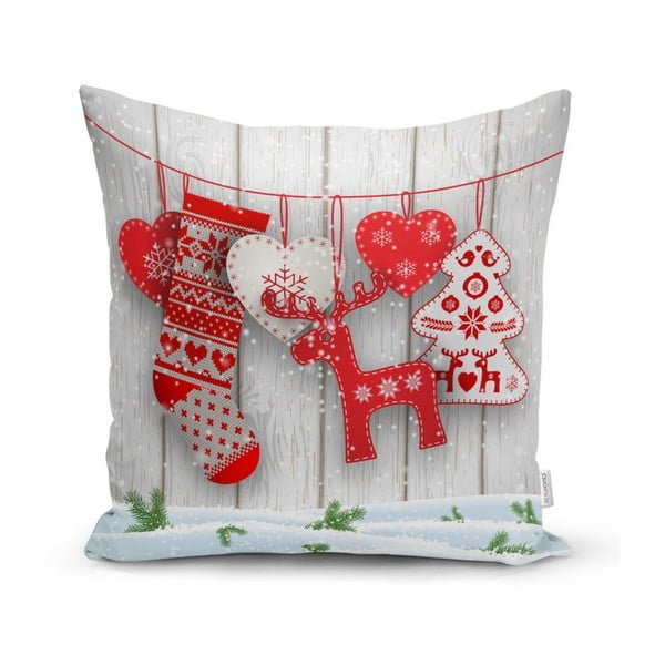 4 Ziemassvētku spilvendrānu un galdauta komplekts Minimalist Cushion Covers Snowflakes-image-2