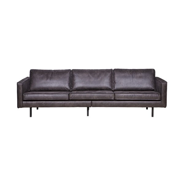 Melns dīvāns ar pārstrādātas ādas pārvalku BePureHome Rodeo, 277 cm