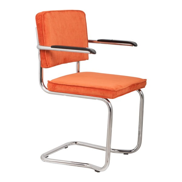 2 oranžu krēslu komplekts ar roku balstiem Zuiver Ridge Kink Rib