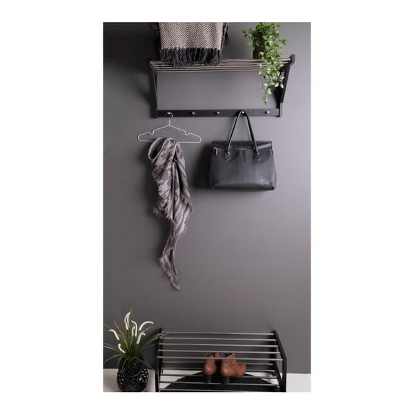 Melns sienas pakaramais no papeles koka ar plauktu Padova – House Nordic-image-1