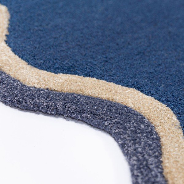 Tumši zils ar rokām darināts paklājs no vilnas maisījuma 160x230 cm Rivo Wool – Flair Rugs-image-4