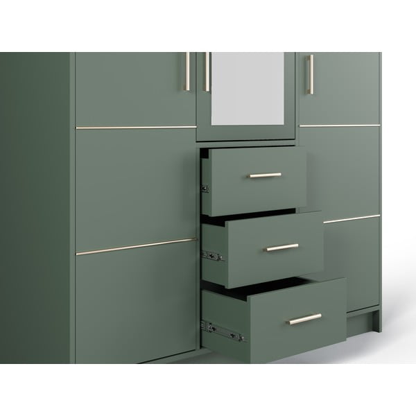 Zaļš skapis ar spoguli 147x200 cm Burren – Cosmopolitan Design-image-1
