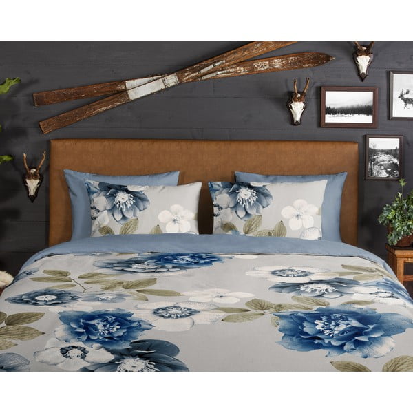 Zila/pelēka divguļamā flaneļa gultas veļa 200x220 cm Gabin – Good Morning-image-3