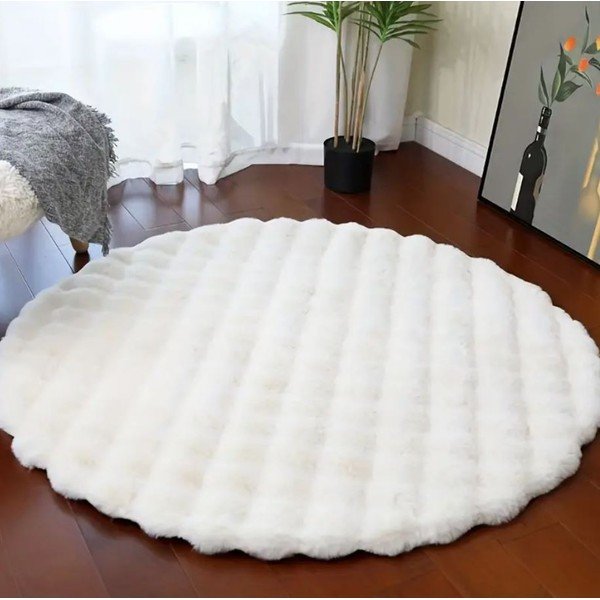 Balts mazgājams apaļš paklājs ø 80 cm Bubble White – Mila Home-image-3