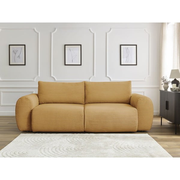 Sinepju dzeltens velveta salokāms dīvāns 257 cm Lucien – Bobochic Paris-image-1