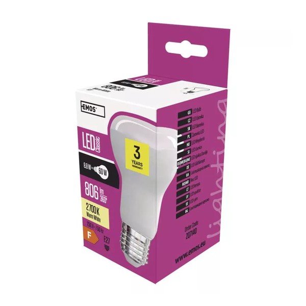 Siltas krāsas LED spuldze ar E27 spuldžu ietveri, 9 W – EMOS-image-1