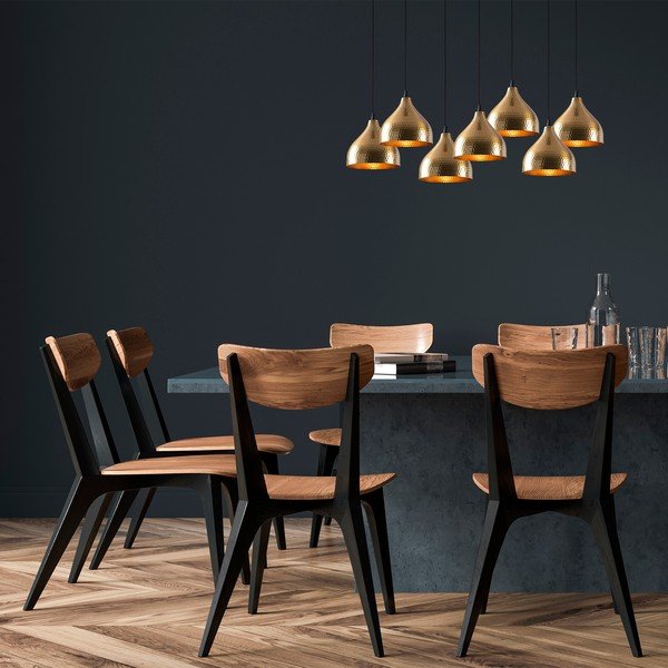 Melna/zelta krāsas piekaramā lampa ar metāla abažūru Tattoo – Opviq lights-image-1