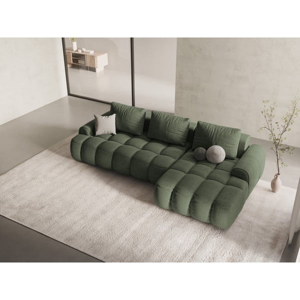 Zaļš salokāms/ar uzglabāšanas vietu stūra dīvāns (ar labo stūri/ar zvilni) Linz – Cosmopolitan Design-image-1