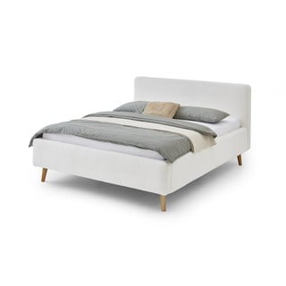 Balta polsterēta divguļamā gulta ar glabāšanas vietu un režģi 180x200 cm Mattis – Meise Möbel