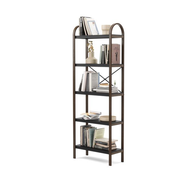 Melns/dabīga toņa plaukts ar riekstkoka imitāciju 61x170 cm Bellwood – Umbra-image-4