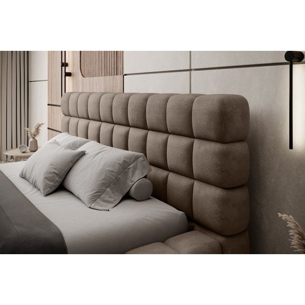 Gaiši brūna polsterēta divvietīga gulta ar veļas kasti un ar redelēm 180x200 cm Dizzle – ELTAP-image-4