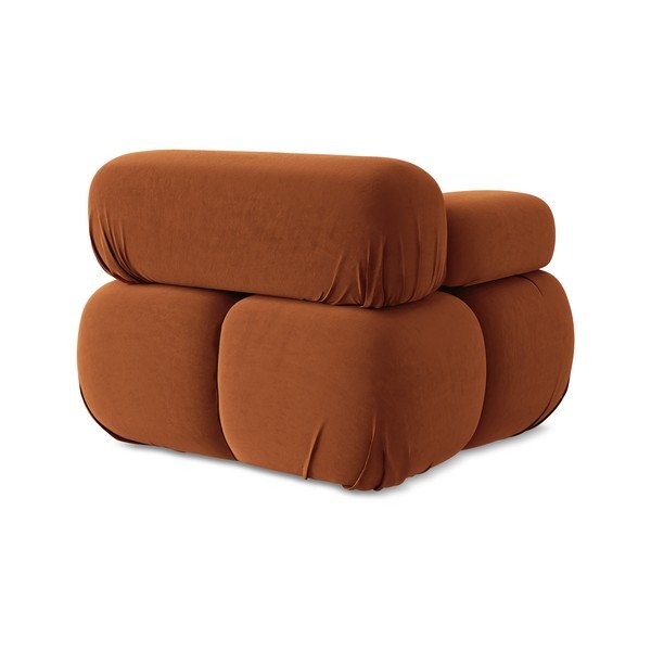 Oranža samta modulārā dīvāna daļa (ar kreiso stūri) Lokua – Makamii-image-4