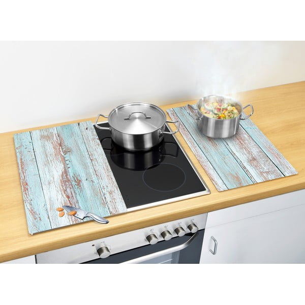 Plīts aizsargplāksnes no rūdīta stikla (2 gab.) 52x30 cm Blue Wood – Allstar-image-1