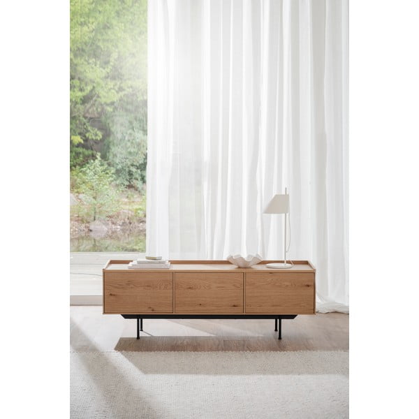 TV galdiņš ar ozolkoka imitāciju dabīgā tonī 160x56 cm Brewerton – Rowico-image-1