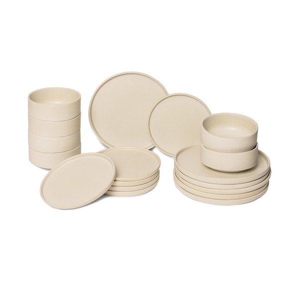 Bēšu keramikas trauku komplekts (18 gab.) Bonami Selection Malia