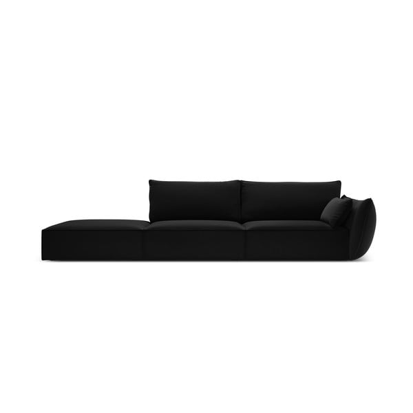 Melns samta dīvāns ar labo stūri 264 cm Vanda – Mazzini Sofas