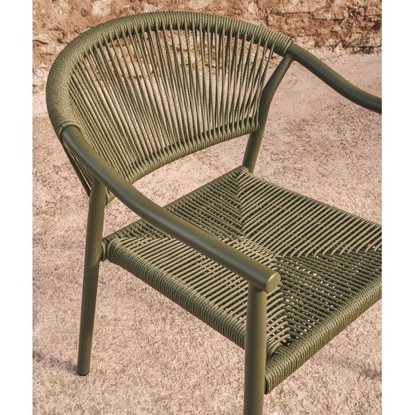Zaļš rotangpalmas dārza krēsls Livadia – Kave Home-image-2