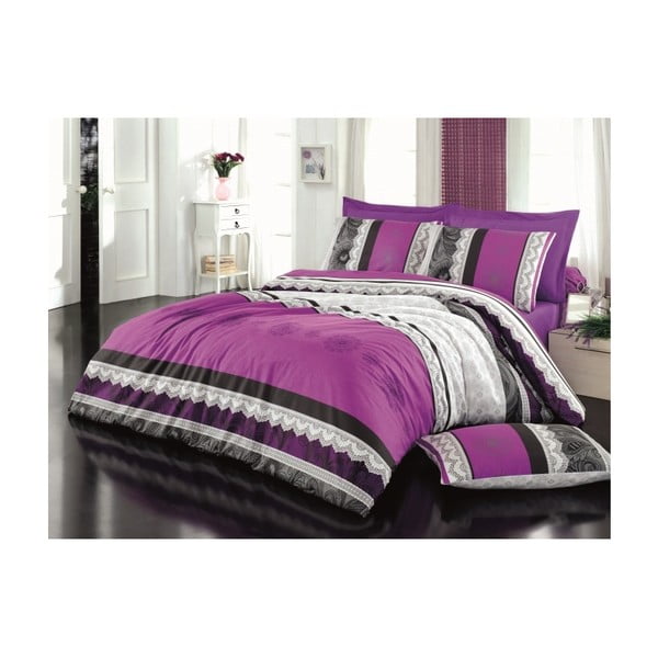 Violeta divvietīga gultas veļa Dantela, 200 x 220 cm