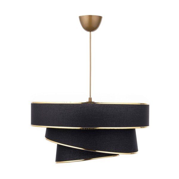 Melna/zelta krāsas piekaramā lampa ar auduma abažūru ø 40 cm Couper – Opviq lights