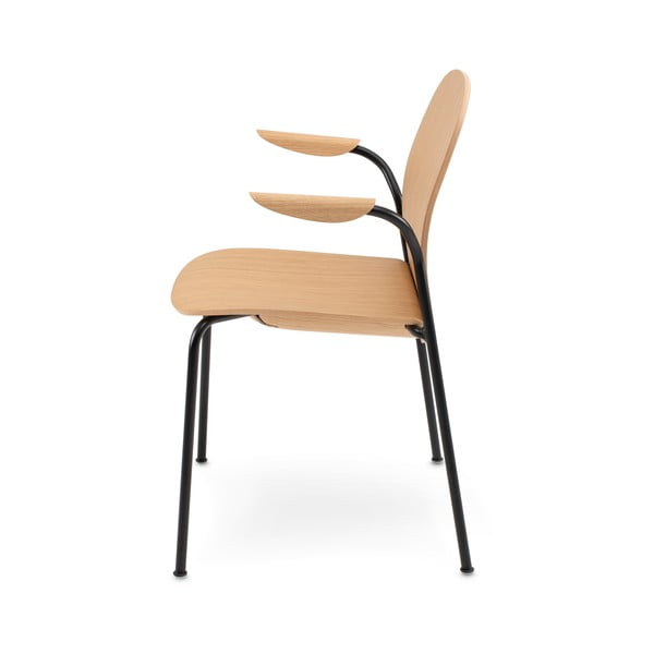 Dabīga toņa pusdienu krēsli ar roku balstiem/saliekami vieni uz otra (2 gab.) ar ozolkoka imitāciju Book – Gazzda-image-4