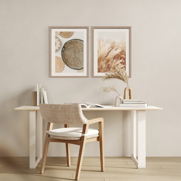 Drukātas gleznas (2 gab.) ar rāmi 30x40 cm Full Beige – Styler-image-1