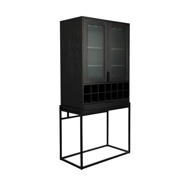 Melns ozola masīvkoka vīna skapis 20 pudelēm, 89x181 cm Travis – Zuiver-image-2