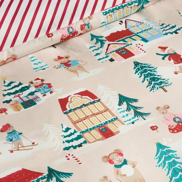 Divguļamā gultas veļa 200x200 cm Christmas Mouse Town – Catherine Lansfield-image-4