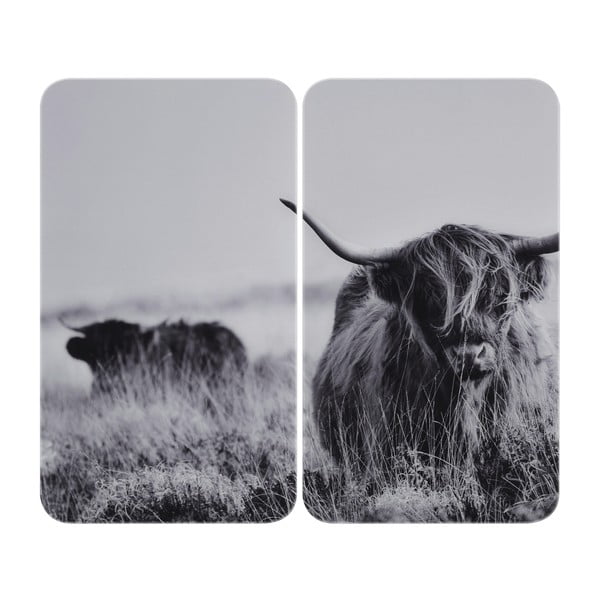 Rūdīta stikla plīts aizsargplāksnes (2 gab.) 30x52 cm Universal Highland Cattle – Wenko