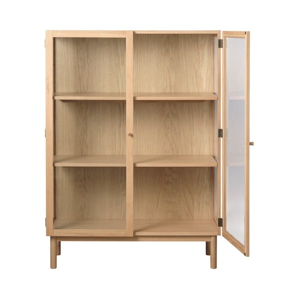 Dabīga toņa ozola masīvkoka vitrīna 140x100 cm Elba – Unique Furniture-image-2