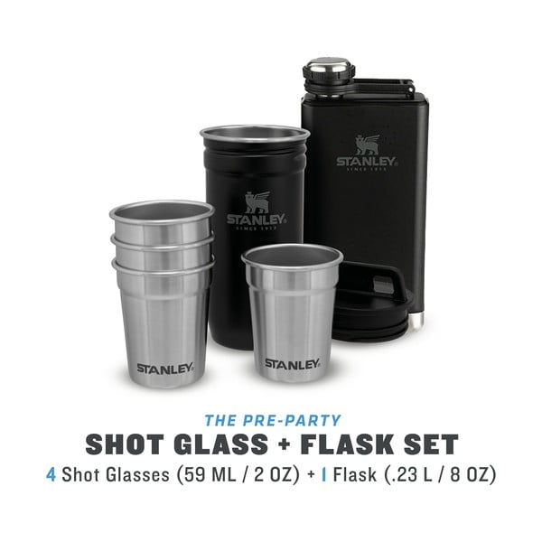 Melns nerūsējošā tērauda blašķes un glāzīšu komplekts (6 gab.) 250 ml Adventure Black – Stanley-image-2