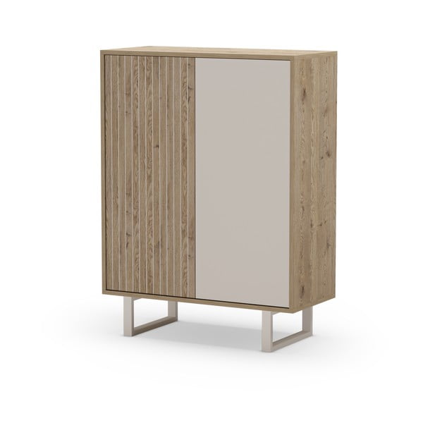 Pelēks/dabīga toņa skapītis ar ozolkoka imitāciju 90x120 cm Millay – Marckeric-image-2