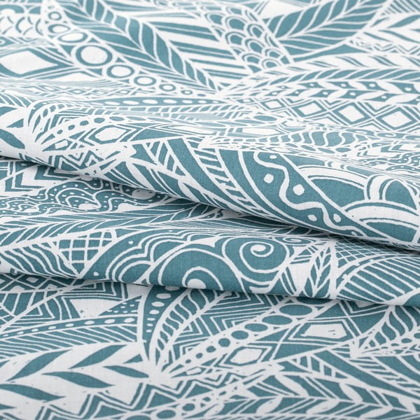 Zaļa/zila divguļamā kokvilnas gultas veļa 200x200 cm Averi Mexica – Restilo-image-1