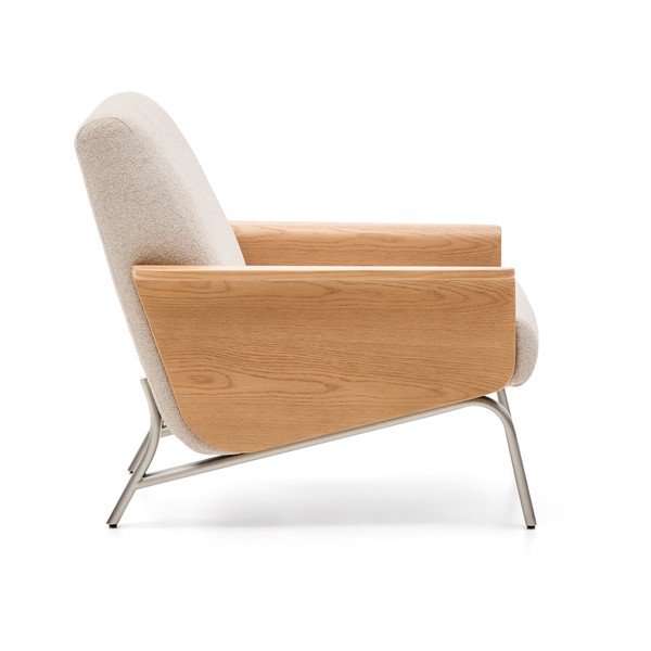 Bēšs atpūtas krēsls no šenila auduma Amsen – Kave Home-image-3