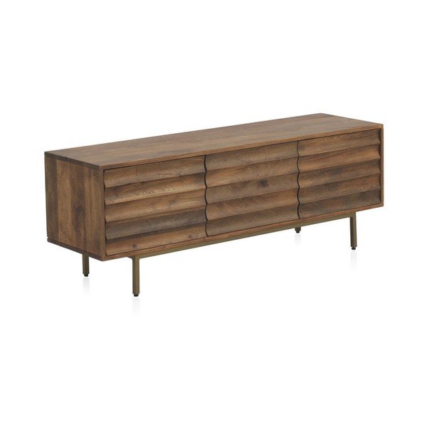 Dabīga toņa mango masīvkoka TV galdiņš 140x51 cm Ripple – Geese-image-3