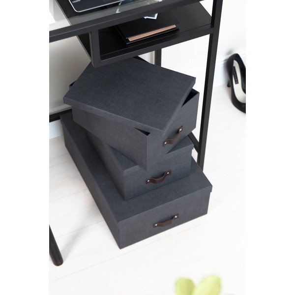 3 melnu uzglabāšanas kastu komplekts Bigso Box of Sweden Inge-image-1