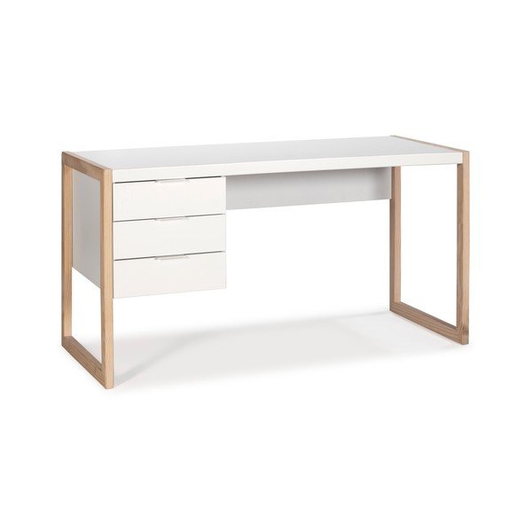 Balts rakstāmgalds ar priedes koka kājām Marckeric Frank-image-2