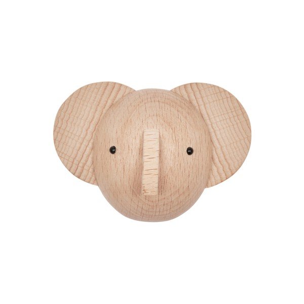 Dabīga toņa dižskābarža masīvkoka sienas āķis Elephant – OYOY Mini
