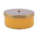 Dzeltena dekoratīva metāla uzglabāšanas kaste ø 16x6 cm Double Funky – PT LIVING