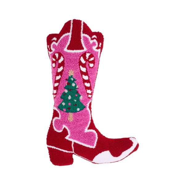 Buklē dekoratīvais spilvens ar Ziemassvētku motīvu 48x35 cm Santa's Howdy Christmas Boot – Catherine Lansfield