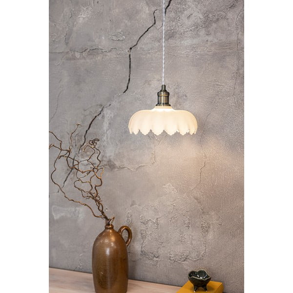 Balta/misiņa krāsas piekaramā lampa ar stikla abažūru ø 25,5 cm Kurage – Markslöjd-image-2