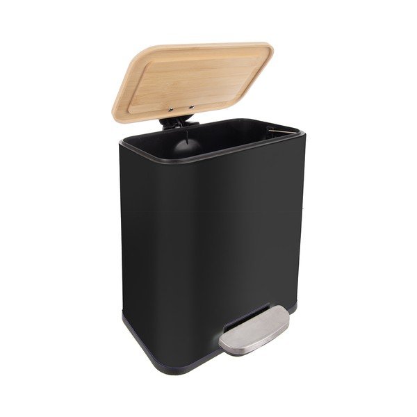 Melna nerūsējošā tērauda atkritumu tvertne ar pedāli 5 l Black – Orion-image-3