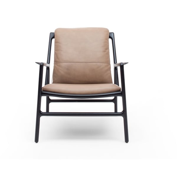 Melns/bēšs ādas atpūtas krēsls Dedo – Gazzda-image-2