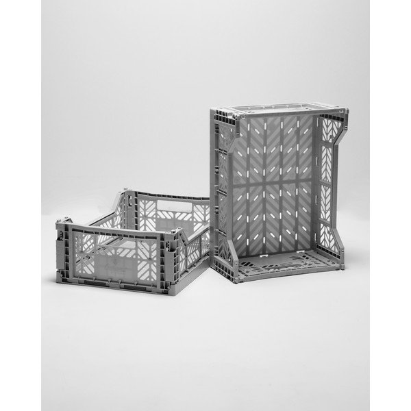 2 pelēku uzglabāšanas kastu komplekts Little Nice Things Caja-image-3