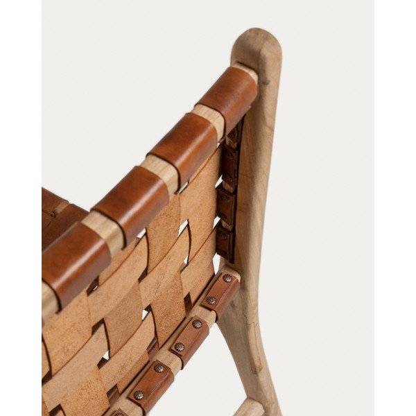 Konjakbrūni/dabīga toņa ādas pusdienu krēsli (2 gab.) Calixta – Kave Home-image-4