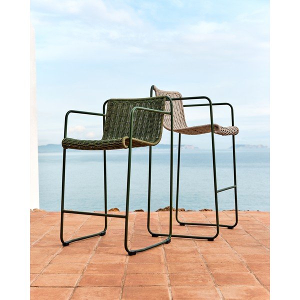 Zaļš metāla dārza bāra krēsls Maurina – Kave Home-image-4
