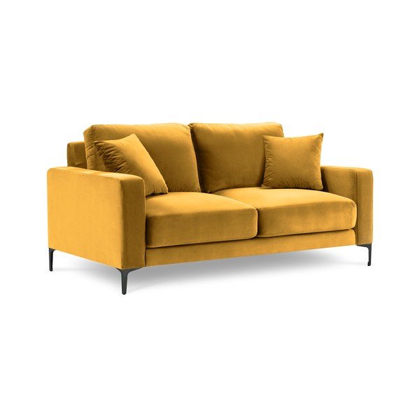 Dzeltens samta dīvāns Kooko Home Harmony, 158 cm-image-3